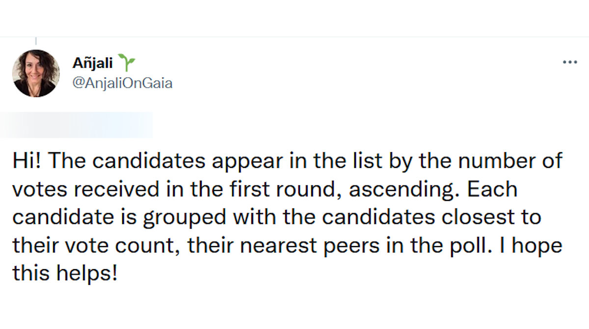 likeitmatters3's tweet photo. Struggling to understand the logic here.
This method forces the least popular nominees to get as many votes as the most popular.
The final top TWO on the list could end up being the 1st and 47th most popular from the original 99.
Neil says no, and #47 wins.
#itsmath #itsdumb https://t.co/1Fktrif6LF