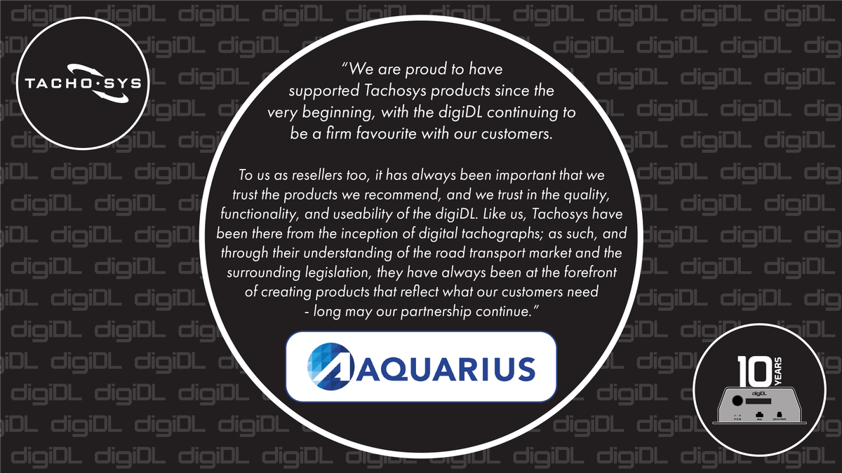 Tachosys's tweet photo. ==DL 10==
As we are celebrating 10 years of the digiDL, we asked #Aquarius It Ltd what they think about it.
Find out more >> https://t.co/mWrwPTHSwT
#digiDL #DL10 #RemoteDownload #Tachograph #Tachosys #10Years https://t.co/wp5SI64EA3