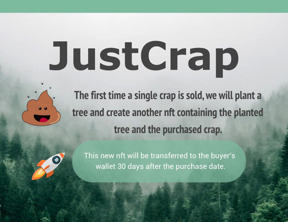 JustCrapNft's tweet photo. Our project roadmap #nft #nftwithpurpose #plantatree #NFTCommunity #letsmakecrapmatter #investintheplanet #cryptoart #bitcoin #Ethereum #justcrap https://t.co/X2EvPl0zIx