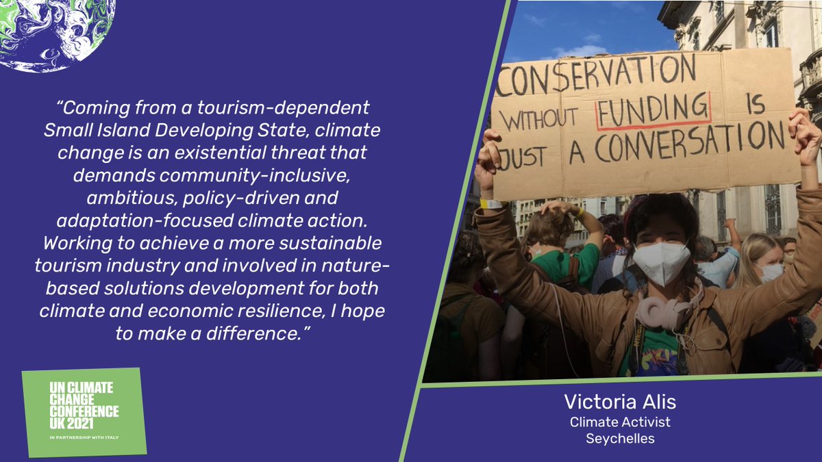 UKinSeychelles's tweet photo. As we countdown to #COP26, 26 changemakers from across Africa tell us what #ClimateAction means to them. Today, we hear from #Seychelles' 🇸🇨 @VictoriaAlis2, who is working to pilot nature-based solutions, to promote Seychelles’ sustainable &amp; green recovery of tourism. #26Voices https://t.co/Pey8kSZ6pI