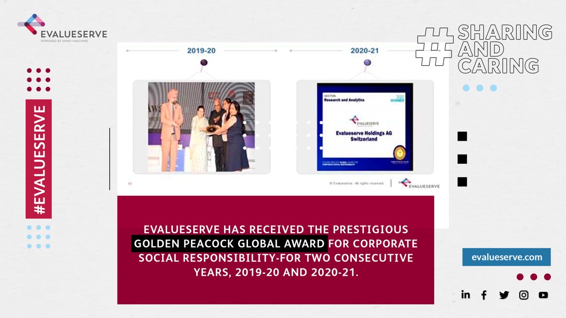 It is a humbling experience that our passion for serving the communities around us has been recognized and acknowledged twice with the Golden Peacock Award for CSR. 

evalueserve.com/social-respons…  

#CSR #socialresponsibility #societyandculture #Evalueserve #community #givingback