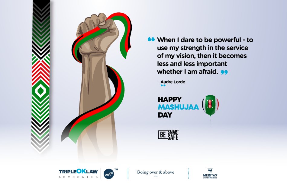 TripleOKLawLLP's tweet photo. Let's celebrate all who dare to overcome. Happy Mashujaa Day!
#TripleOKLawLLP #mashujaaday #heroes #legalpracticeKE https://t.co/HMqZUBVKCQ