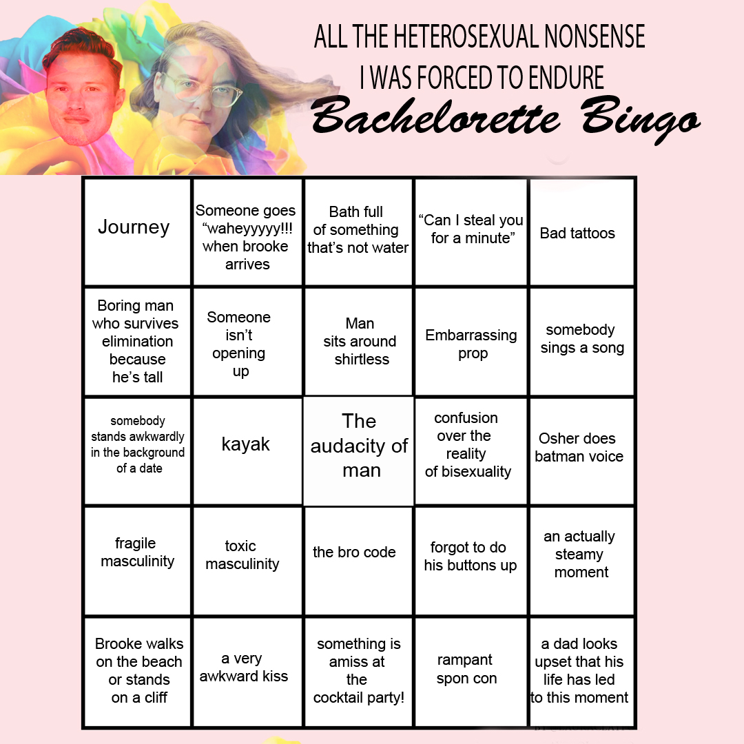 to get ready for #BacheloretteAU tonight, <a href="/Brocklesnitch/">Bec Shaw</a> and I have made a HETEROSEXUAL NONSENSE BACHELORETTE BINGO CARD!!! i maybe have too much time on my hands. please play along
heterosexualnonsense.substack.com/p/heres-your-h…