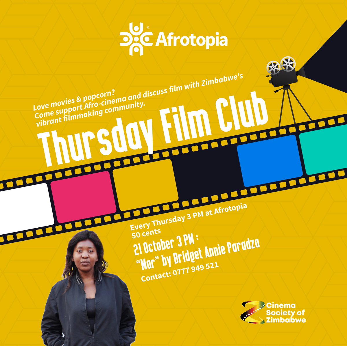 AfrotopiaZw's tweet photo. 1/2
Thursday Film Club Update 📅

This week’s Movie title:  *Mar* is by @st_anniezw  (@st_annie_productions ). 

*Mar* is a story of activism for the girl child and against GBV. 

#Redmarketsunday #FilmClubThursdays #ScreenPit #filmphotography #Zimbabwe #Harare #Thursday https://t.co/1llzrTt7e8