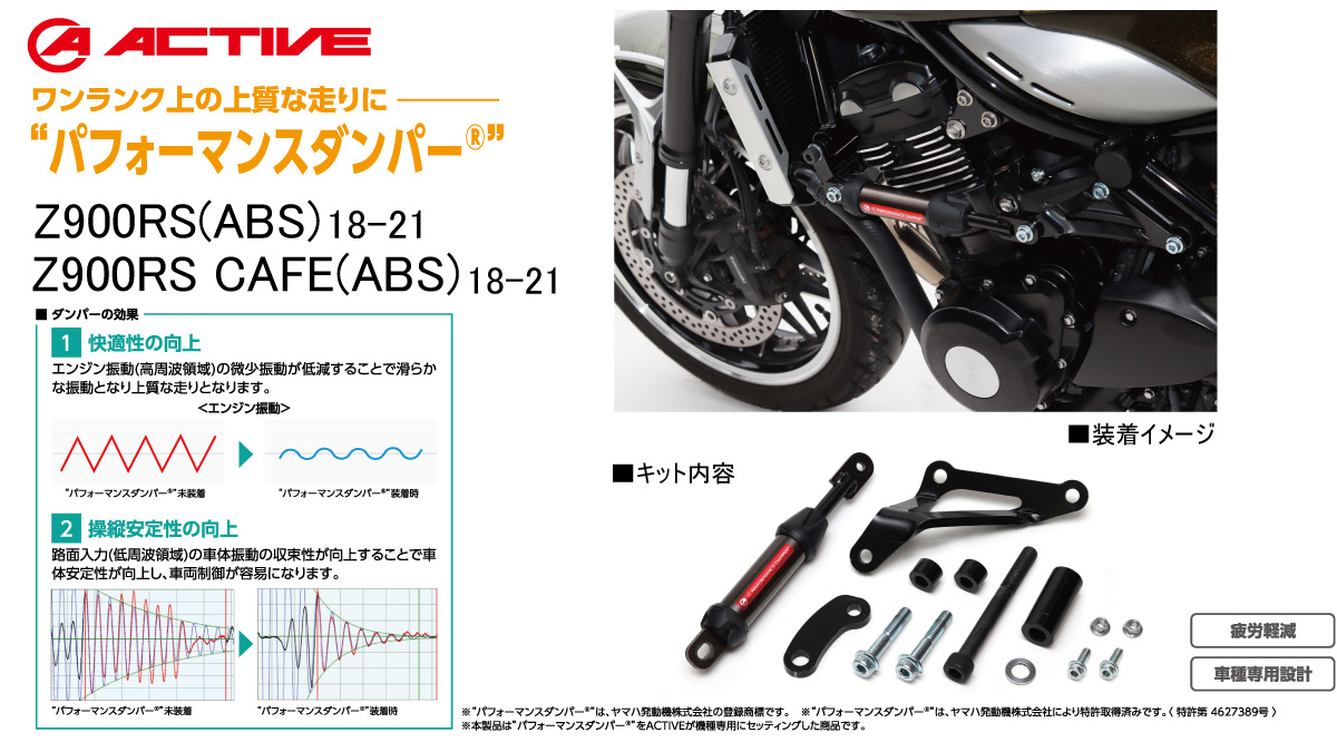 フレームに Z900RS パフォーマンスダンパー ACTIVE(アクティブ