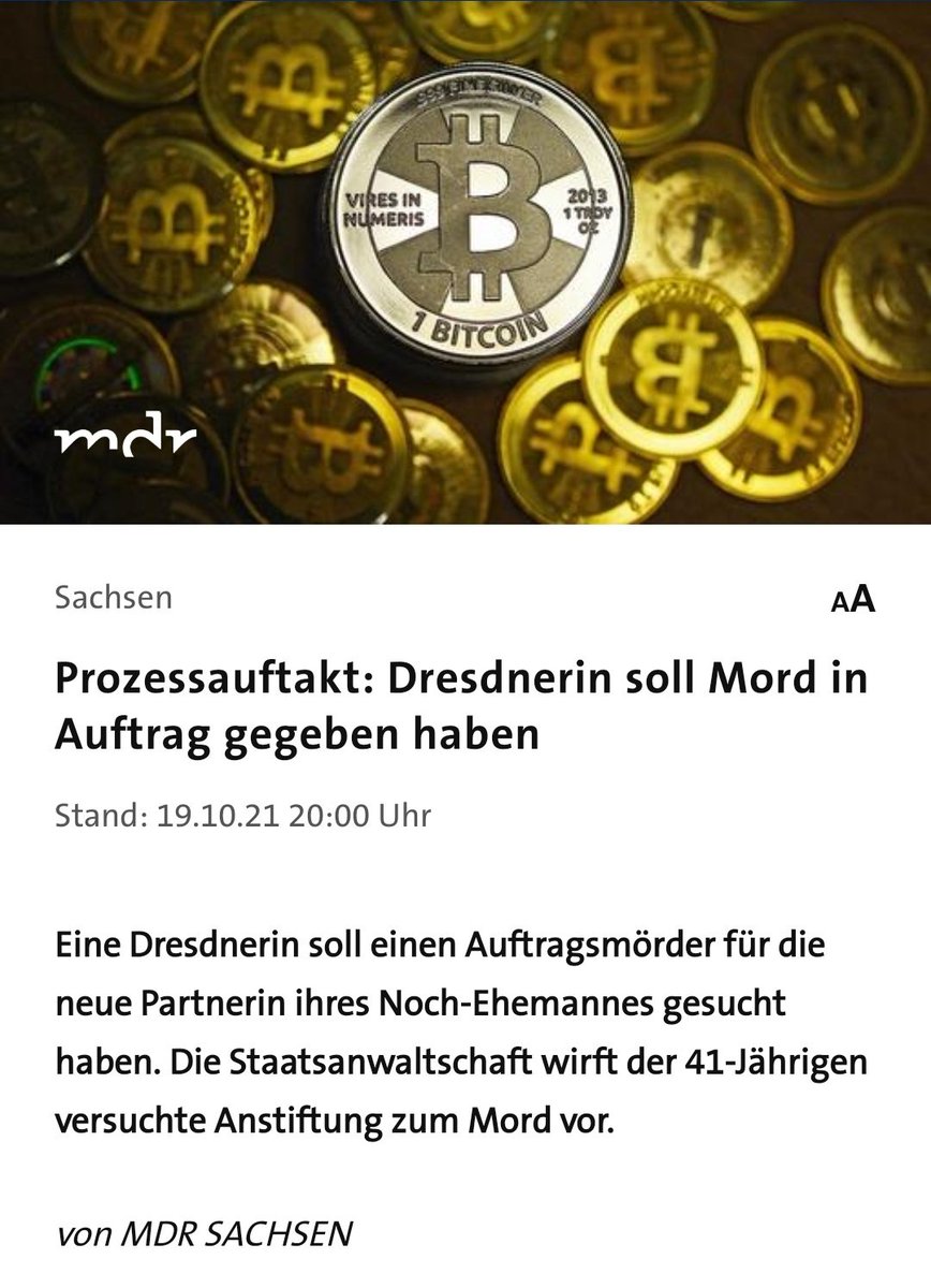 thecoinspondent's tweet photo. Hey @MDR_SN, was ist denn das für eine unsinnige Bebilderung? Was hat denn der abgebildete Bitcoin mit dem Prozessauftakt zu tun? Könnt ihr das mal bitte überarbeiten. Ist doch total irreführend. Nehmt doch lieber ein Handy, damit hat sie nämlich vermutlich telefoniert! https://t.co/PMYmnwT0ww