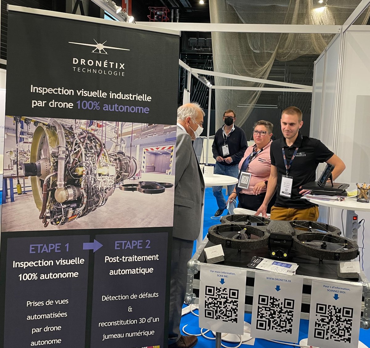 Dronetix's tweet photo. Deuxième journée au salon @uav_show  à Bordeaux ! Venez nous rencontrer et découvrir ARGOS, notre solution d'inspection par #drone 100% autonome !
#industry40 #innovation https://t.co/y3bF7bWdSN