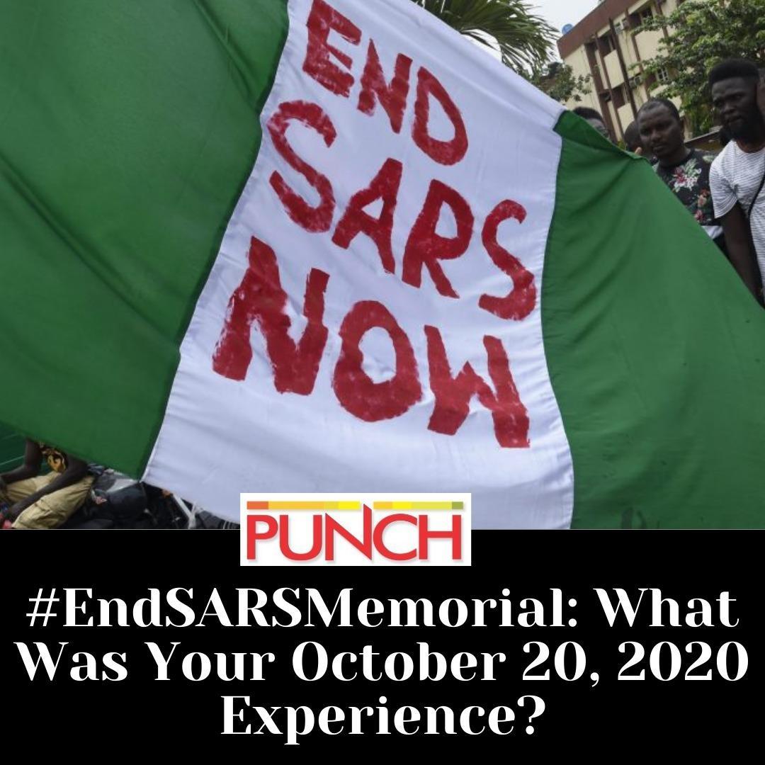 MobilePunch's tweet photo. #EndSARSMemorial: What Was Your October 20, 2020 Experience? https://t.co/hsyVvqvfVE