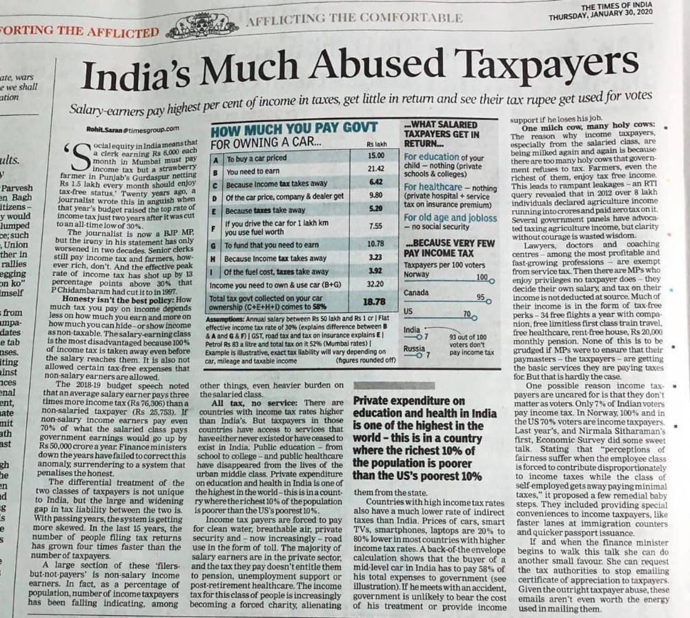 SurajRaiTweets's tweet image. This is how it seems as you are paying 32 lac for 21 lac worth car (accdn. 2020) included taxes on fuel &amp;amp; dealers charge and we are getting nothing in health &amp;amp; education cess for society coz only 7 out of 100 Indian pay taxes #TaxTheRich #Taxbase #taxpayers
