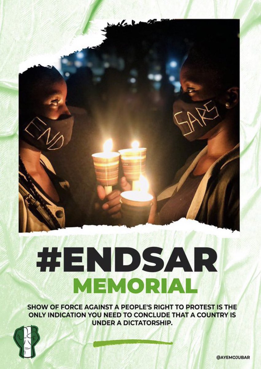 NizzyFundz's tweet photo. May the soul of those who lost their life RIP         
We would never forget. 
20-10-20
#EndSARS 
#EndSARSMemorial 
#EndPoliceBrutality https://t.co/pv21pEPDWK