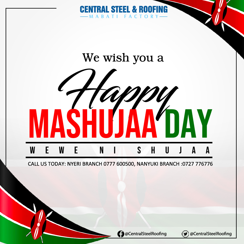 We wish you all a happy Mashujaa Day.
Wewe ni shujaa!