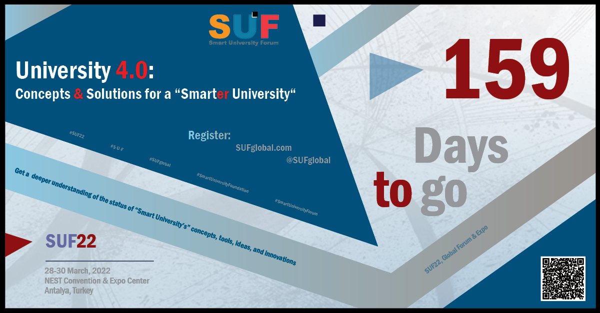 SUFglobal's tweet photo. Join SUF22
28-30 March 2022
Antalya, Turkey

Get a deeper understanding
of the status of “Smart University’s”
concepts, tools, ideas, and innovations

Register to attend:
https://t.co/NBXu9ihRjr
@SUFglobal

#SUF22
#S-U-F
#SUFglobal
#SmartUniversityFoundation
#SmartUniversityForum https://t.co/w8SZQAolba