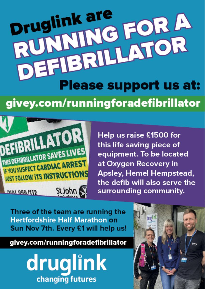 We’re running a half marathon to raise ££ for a #defibrillator! Please help us #raisemoney for this life saving piece of equipment. It’ll serve our charity & the community around us in Apsley, Hemel Hempstead! #halfmarathon #changingfutures givey.com/runningforadef…