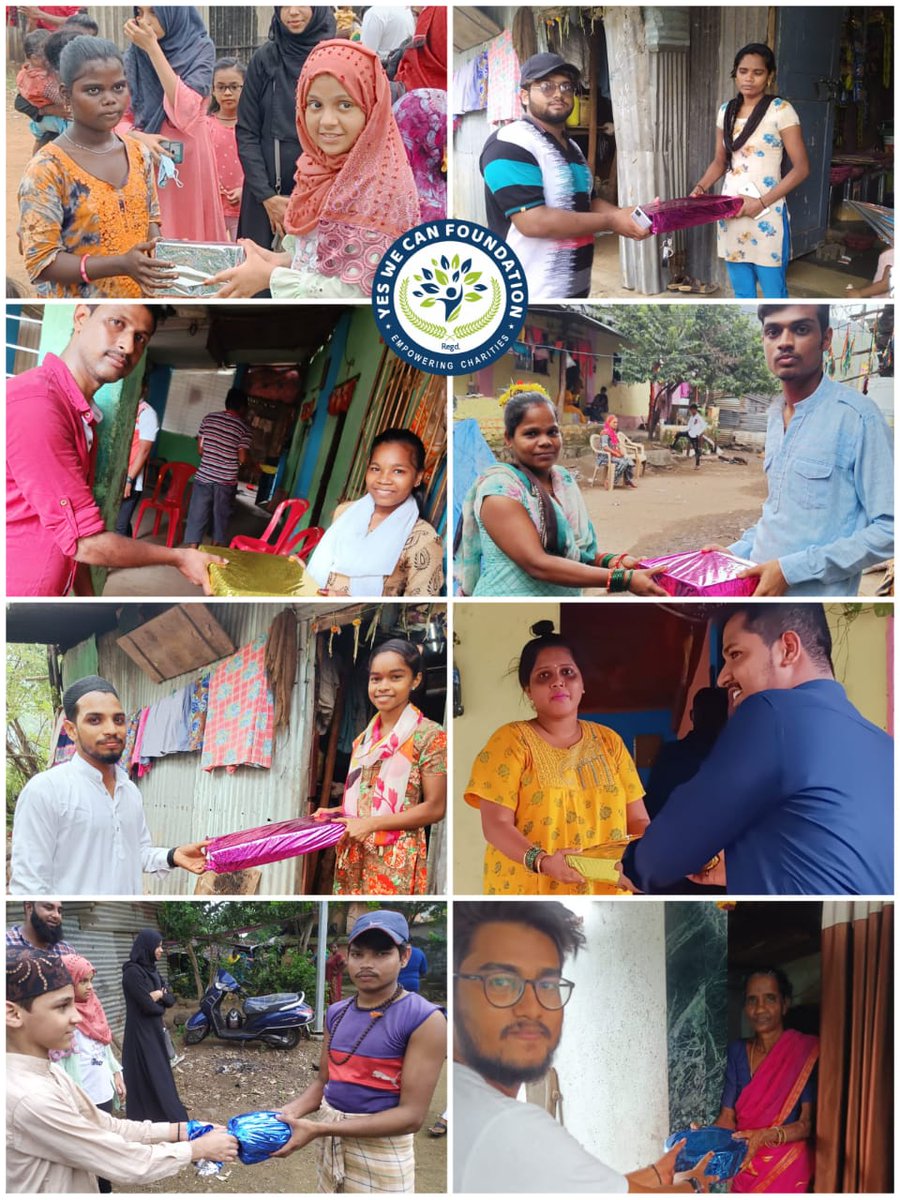 TeamYWCF's tweet photo. October 19, 2021;  Mumbra :
 Yes We Can Foundation celebrated Eid-e-Miladun Nabi with the tribal brothers and sisters of Mumbra today.
We visited the homes of 200+ non-Muslim tribals of Paneri Pada, Ambe Pada, Gaon-Devi and Deori Pada,distribute them gifts and snacks to children. https://t.co/jixsMsK68V