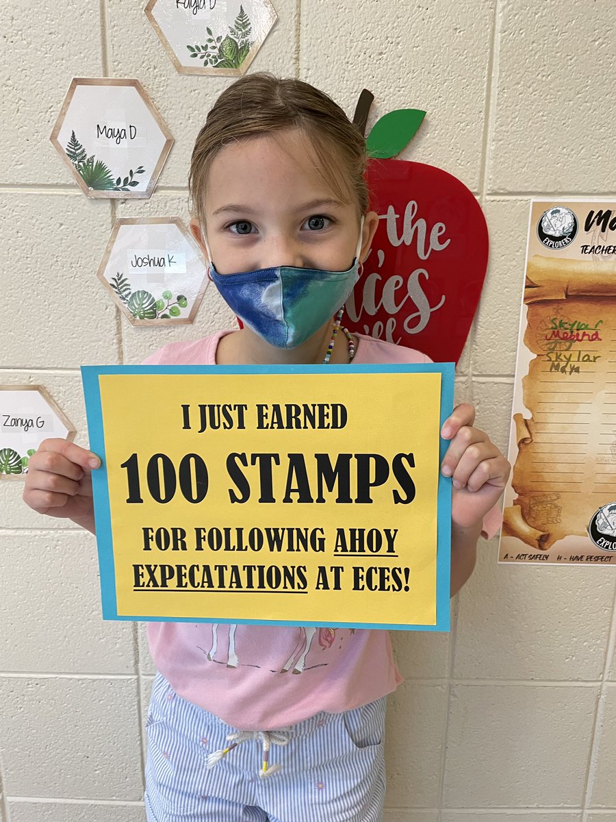 - Whoa! We have ANOTHER 100-stamper at ECES! Congrats to Skylar in 2nd grade! Keep showing those AHOY expectations! 🤩 #ecesgrowstogether #pbis #soproud #100stamps