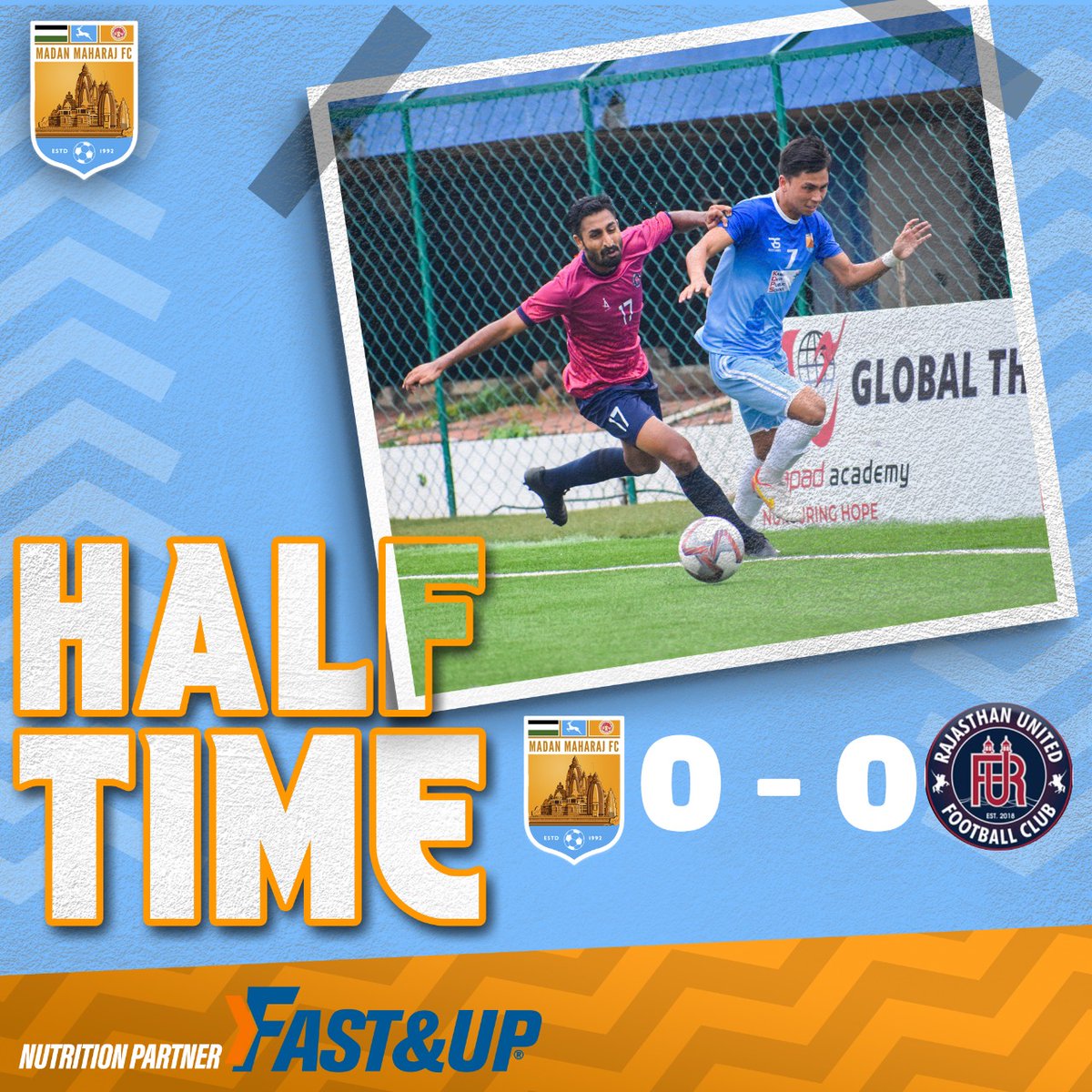 FcMaharaj's tweet photo. 𝗛𝗔𝗟𝗙𝗧𝗜𝗠𝗘!!

Neither of the two teams could break the deadlock at halftime❌

MMFC 0️⃣-0️⃣ RUFC
⚽🏃 

#Madanmaharajfc ✊💪🔥

#MMFCRUFC ⚔️
#HILQ2021 🏆
#IndianFootball ⚽
#MMFC 💪
#MatchDay 🤘 https://t.co/Z1E3QVaSGl