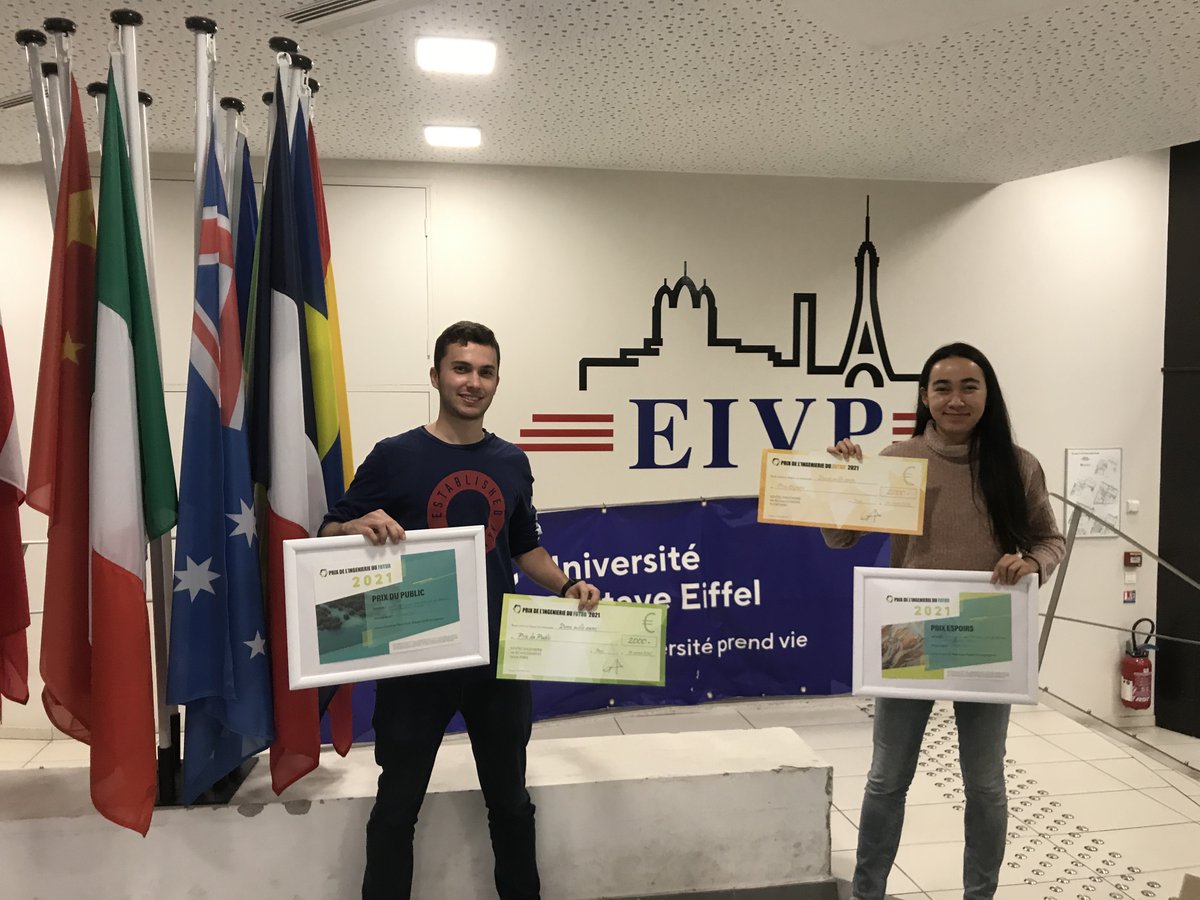 eivp_paris's tweet photo. 🏆🏡 Diana &amp; Simon ont ramené les Prix à la Maison @eivp_paris !😉
Prix du Public et Prix Espoirs du Prix de l'Ingénierie du Futur 2021 pour le projet SCENETECH : purification de l'air en ville ! #Microalgues
#DoubleDiplôme @UniversidadEIA #Colombia @Syntec_Inge @UGustaveEiffel https://t.co/sXmylM7LEh