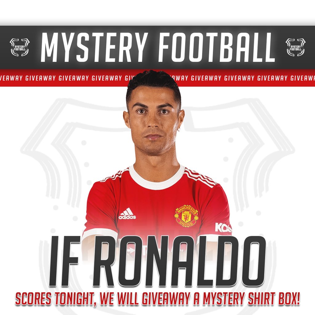 mysteryfootball's tweet photo. If Cristiano Ronaldo scores for Manchester United today, we will giveaway a Mystery Football Shirt! 👕 

To enter: 
1️⃣ RT this tweet
🤝 Follow us

Good Luck! https://t.co/Uej2jshWdw