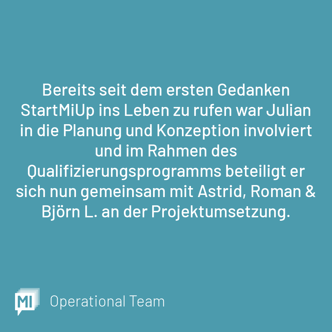 _StartMiUp's tweet photo. #Teamvorstellung 👋
In den nächsten Wochen stellen wir euch hier das
StartMiUp Team vor.
Weiter geht die Vorstellungsrunde mit Julian von #MAFEX an der @UMR.
#fcmh_startmiup #GrowWithMi #InvestInMi #WorkWithMi #mittelhessen
@_FCMH @THMittelhessen @jlugiessen #ECM https://t.co/ShzVezyh0P