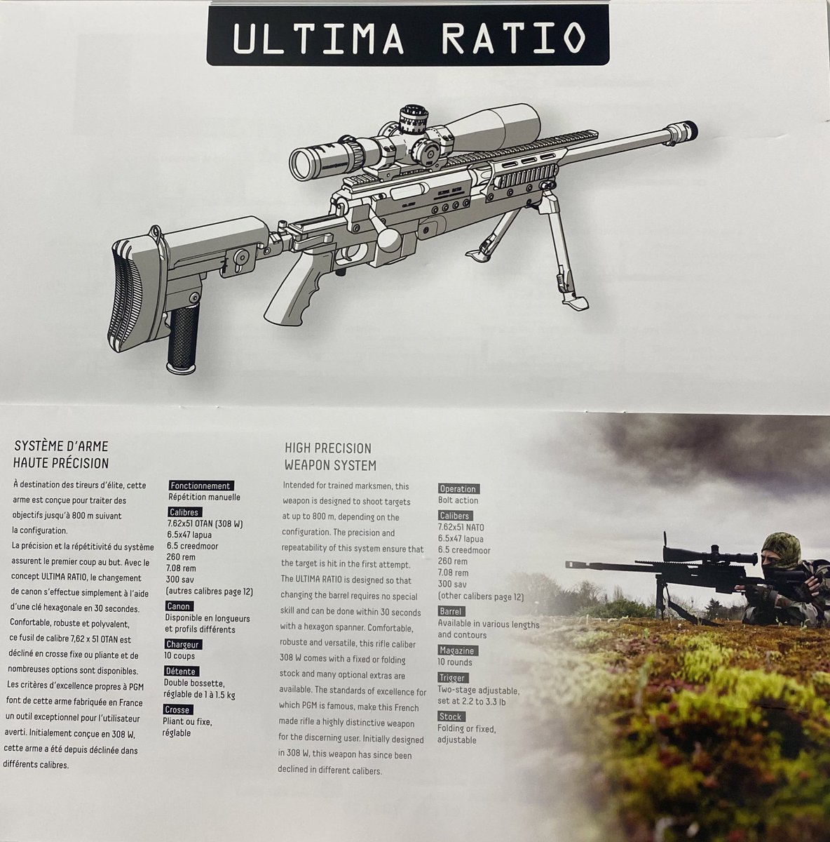 PaulLarrouturou's tweet photo. Soyons précis, Zemmour pointe vers nous un Sniper baptisé «ULTIMA RATIO », utilisé par le RAID pour tuer à 800 mètres, chargeur 10 coups, monté avec un silencieux. 

« Pour rire » assure-t-il quand je l’interroge sur le poids de ce symbole. 

#Zemmour #milipol2021 #linstantPoL https://t.co/1JeAm8dm6D