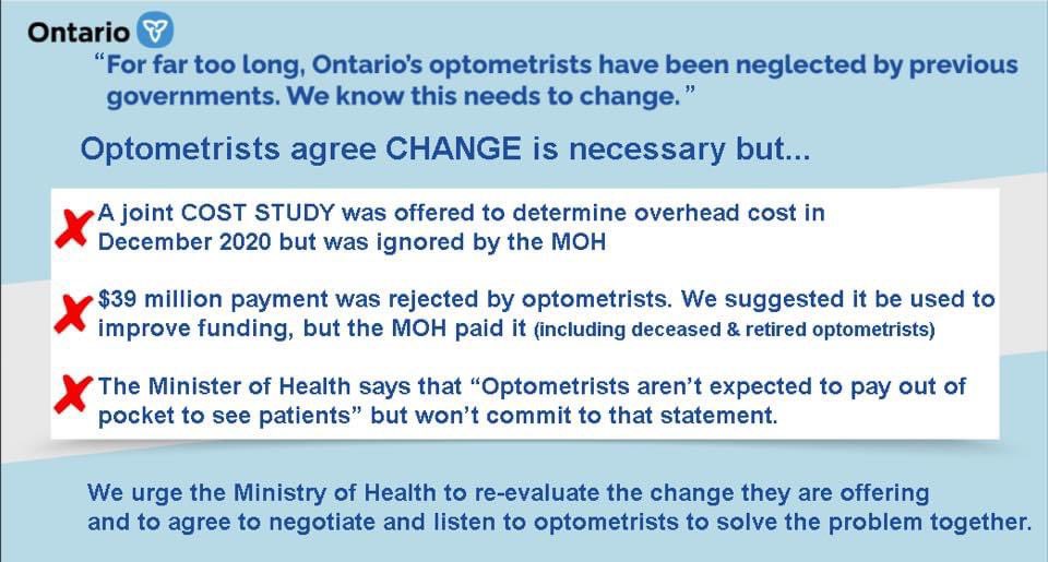 klcarrOD's tweet photo. @LisaThompsonMPP @LisaThompsonMPP If this is still the kind of misinformation that you are spreading to your constituents, please return my call to schedule a meeting so we can go over the actual facts. We are at the table. We just need a commitment that we won’t have to subsidize eye care. https://t.co/4L5IQOuZic