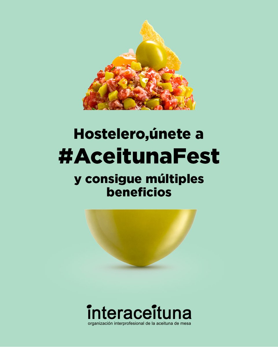 FACYRE's tweet photo. Descubre #AceitunaFest la nueva propuesta de @AceitunasEsp para situar a la aceituna de mesa en el lugar que merece. ¡Todos los negocios de #hostelería son bienvenidos!

Te lo contamos todo aquí: https://t.co/1aG88aplSY

¿Quieres más información? 👉 https://t.co/1aG88aplSY https://t.co/fsl5HOEuQQ