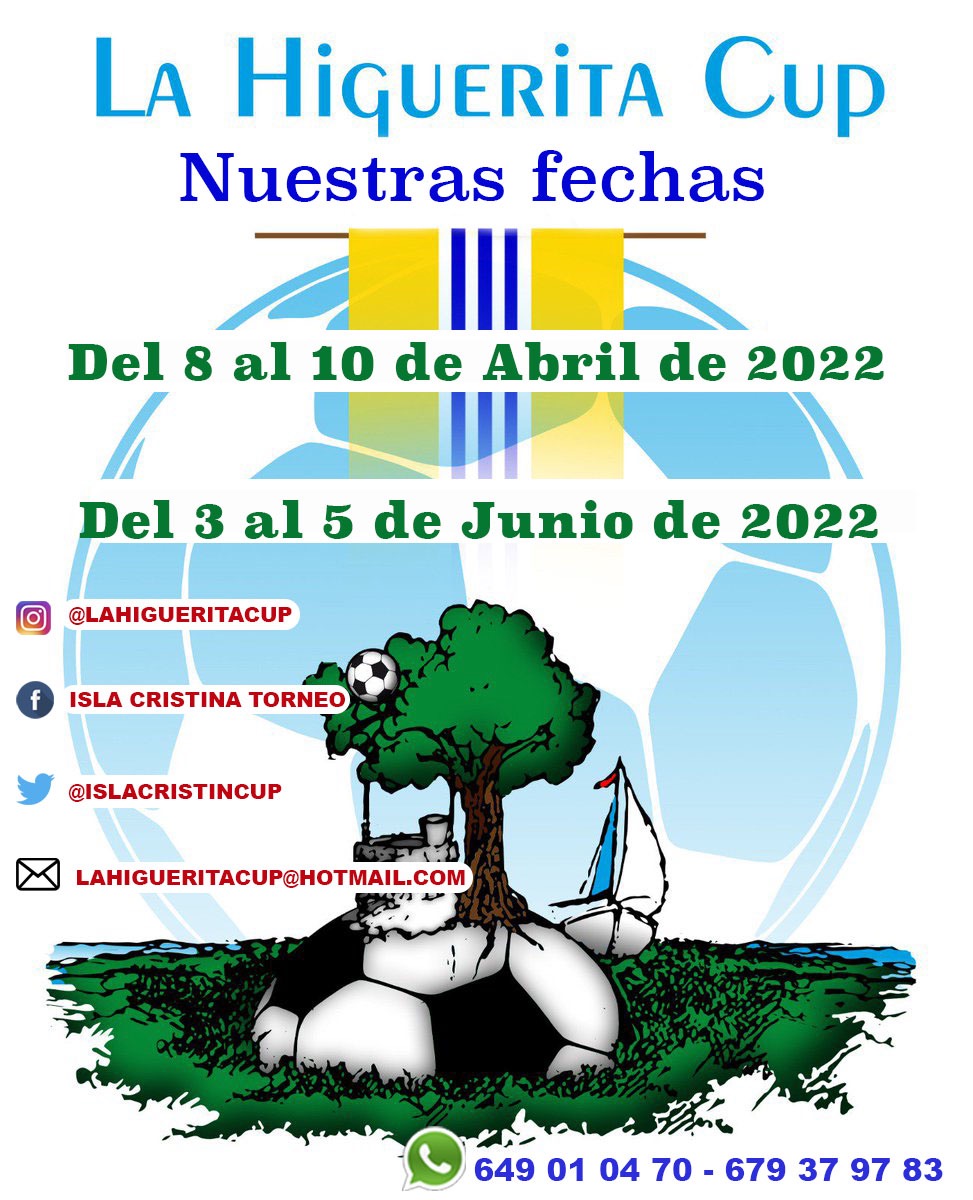 ⚽️🏆LA HIGUERITA CUP🏆⚽️

📆Fechas de nuestros torneos:

Del 8 al 10 de Abril 2022

Del 3 al 5 de Junio 2022

¡SIGUENOS EN NUESTRAS REDES SOCIALES PARA MÁS INFORMACIÓN!📱