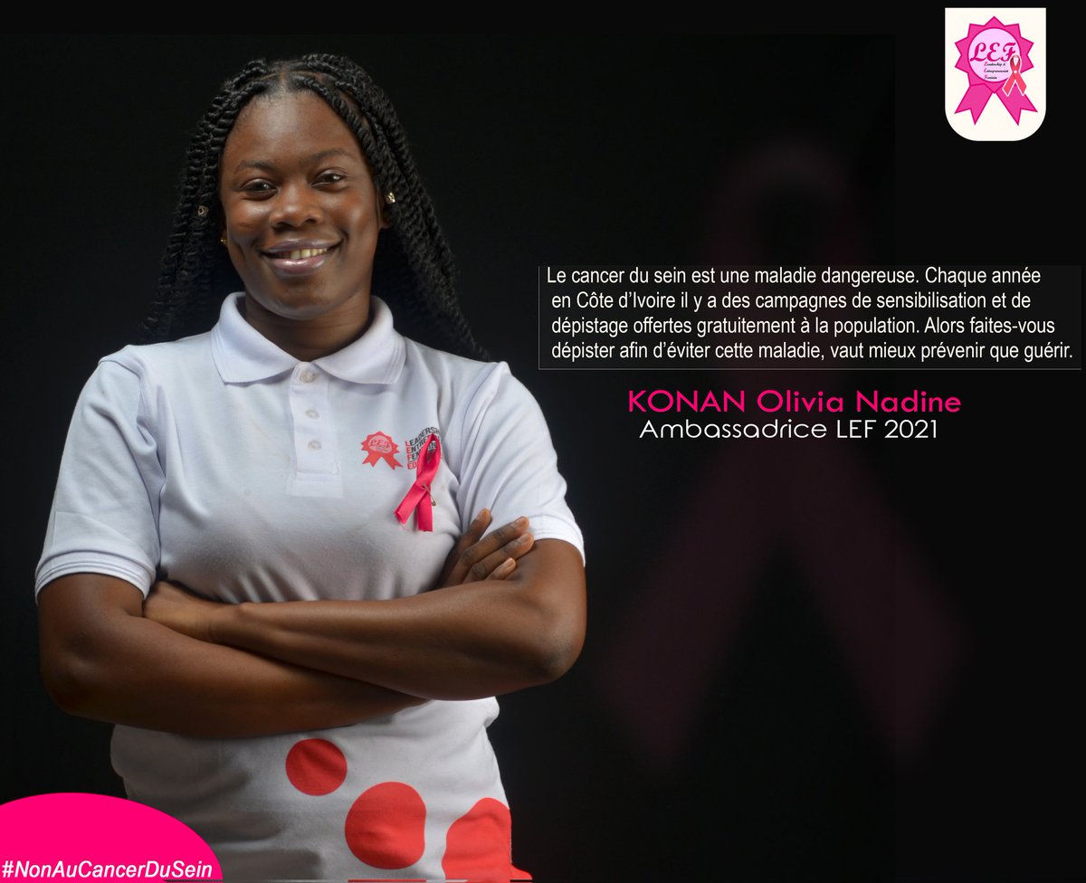 LeadershipEntr1's tweet photo. #SensibilisationCancerDuSein 🎗

Le cancer du sein est une maladie dangereuse. Chaque année en  Côte D'Ivoire il y'a  des campagnes de sensibilisation et de dépistage du cancer du sein offertes gratuitement à la population. Alors faites vous dépister afin d'éviter cette maladie. https://t.co/VO1aR90RHH
