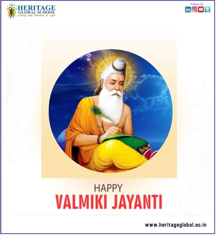 heritage_school's tweet photo. Heritage Global School remembering the great poet, author and extraordinary sage Maharishi Valmiki on his Jayanti.
Let his teachings guide us to a brighter future and help us find the purpose of our existence.

#ValmikiJayanti2021 #Heritageglobalschool #Faridabad https://t.co/9CFDFAHkcY