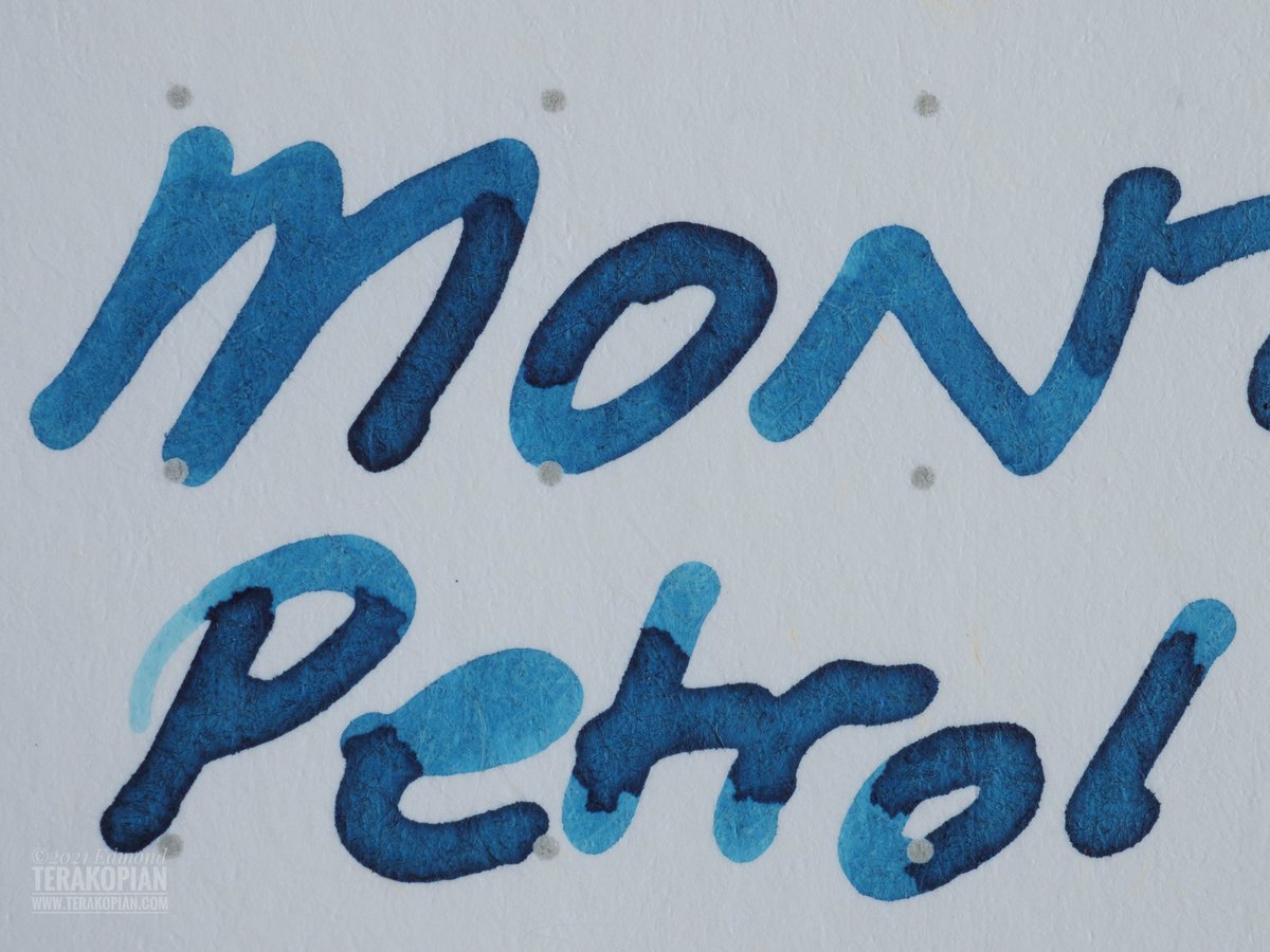 Fabulous Montblanc inks; Toffee Brown &amp; Petrol Blue. Lovely &amp; juicy, with gorgeous colour. Toffee Brown in my Montblanc 146 (M) &amp; Petrol Blue in my ēnsso Piuma Pocket Pen fitted with a Bock Titan #6 (B) nib, on Cosmo Air Light paper. <a href="/montblanc_world/">Montblanc</a> #enssopen #montblanc #ink