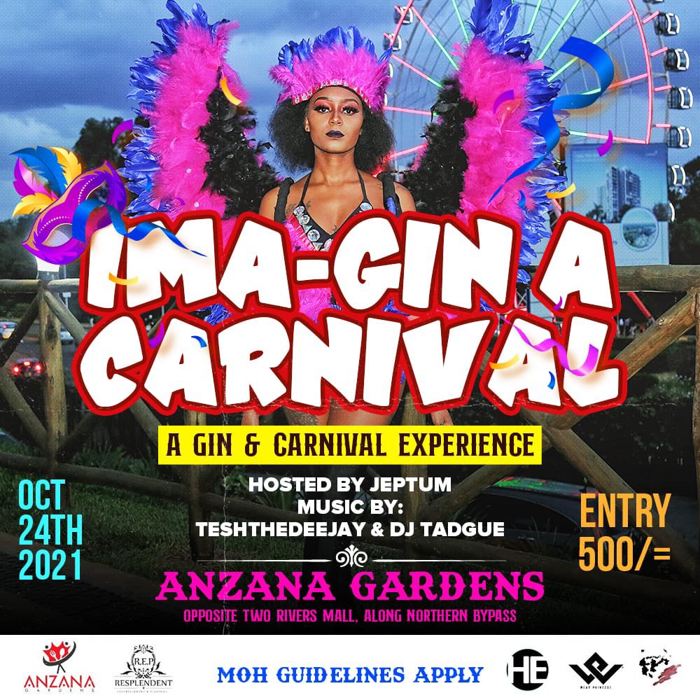 Sunday Tunapiga Carnival Event pale Anzana Gardens 
Opposite Two Rivers 
Entrance only 500 bob