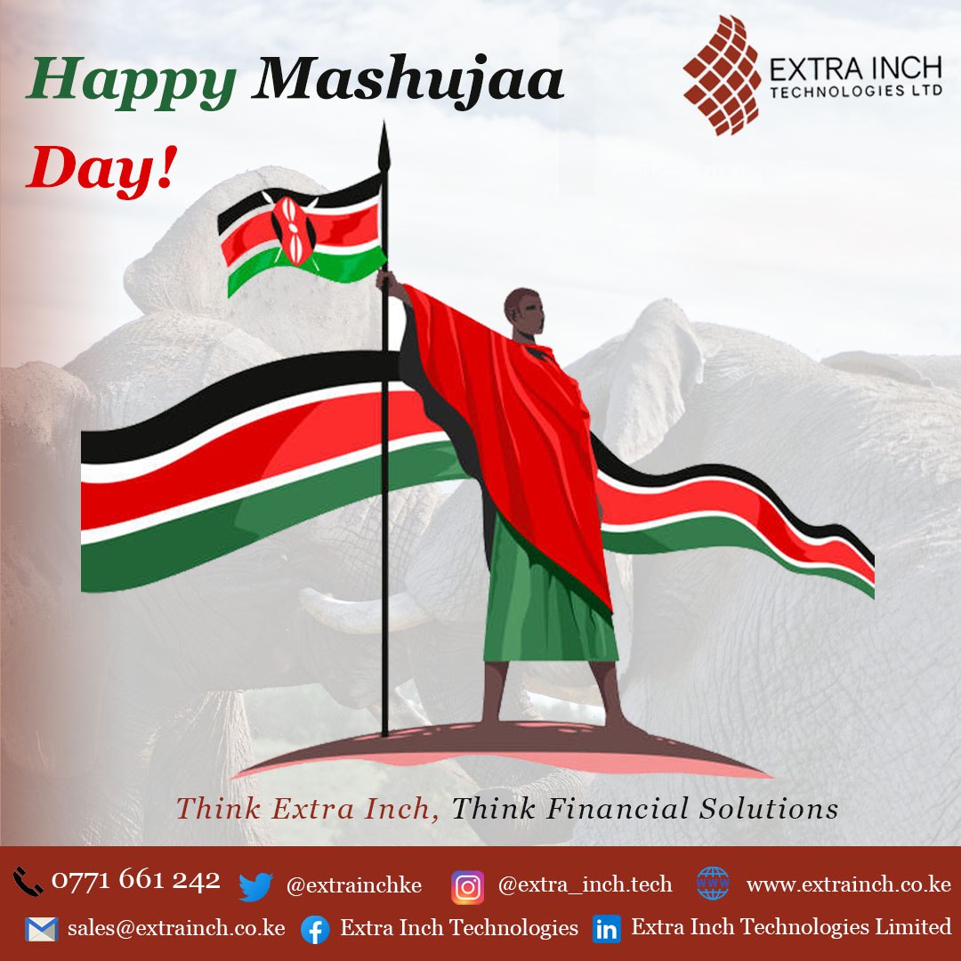 extrainchtech_'s tweet photo. Happy Mashujaa Day from all of us here at Extra Inch Technologies. May the heroic spirit of our forefathers live on πͺ
#Extrainchtechnologies #mashujaaday2021 #mashujaadaykenya #mashujaaday #thinkextrainchthinkfinancialsolutions https://t.co/zTNCurBYEz