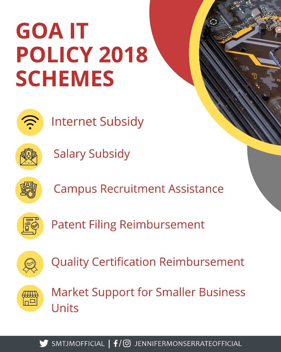 SmtJMOfficial's tweet photo. The @goaitdept under #GoaITPolicy 2018 offers various subsidy schemes &amp; incentives to support new &amp; existing #ITIndustries in the state. 

Goa's IT Revolution is no more a distant dream! (1/2) https://t.co/HygxQOcoNL