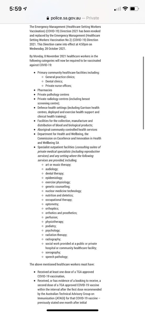 ollie_haig's tweet image. It’s official - EVERY South Australian healthcare worker will soon need proof they’ve had a covid jab if they want to keep their job.  
- From Nov 1 (all hospital workers, as previously announced)
- From Nov 8 (everyone else as listed below) @9NewsAdel