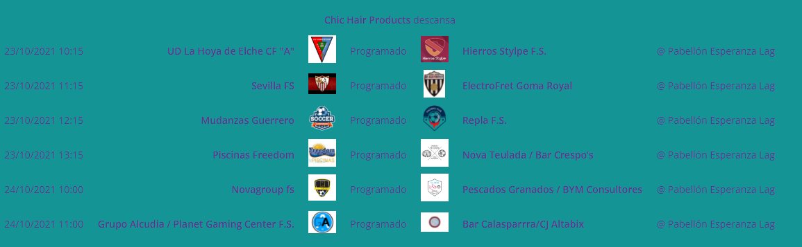 El próximo 23 y 24 de octubre se juega la segunda Jornada de la #LigaFutsalElche #elche #futsal #futbolsala PRIMERA DIVISIÓN