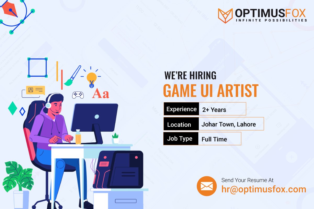 fox_optimus's tweet photo. WE ARE HIRING!
Game UI Artist
Experience: 2+ years
Location: Johar town, Lahore
Send your resume: hr@optimusfox.com
#optimusfox #blockchain #hiringalert #blockchainusecase #business #investment #hiringnow #uidesign #gameuiartist #gameuidesign #gameuiux https://t.co/9TSiYywuax
