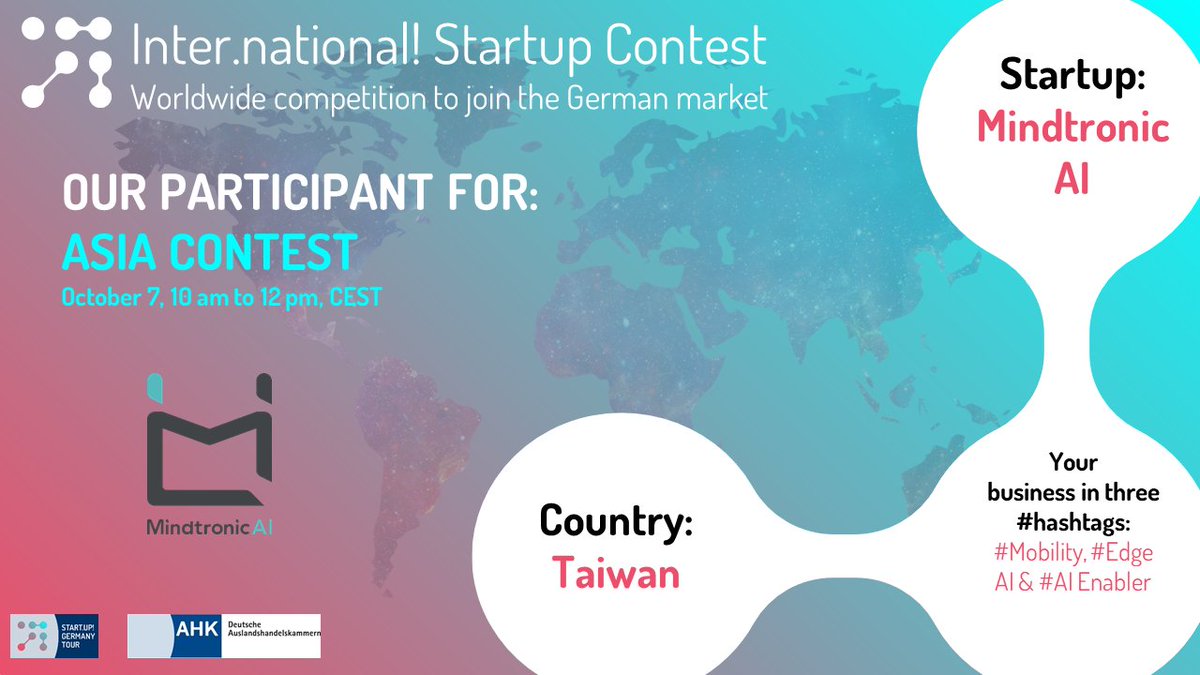 StartupGERTour's tweet photo. Now the waiting is over! We are happy to announce that Mindtronic AI from Taiwan has been selected by our jury as our #wildcard winner &amp; finalist of our grand final in Germany on November 17, 2021! Congratulations!
#startupgermanytour #wildcard #final #finalist https://t.co/V4kKD2wSDR