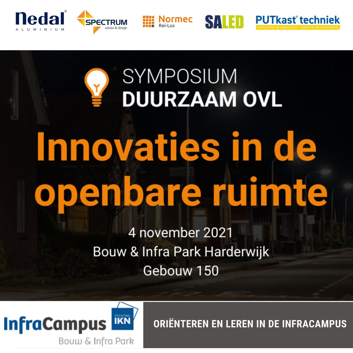 AANKONIDIGING 😀📢 Op 4 november as. organiseren Nedal, Spectrum, Normec Rei-Lux, Saled, PUTkast techniek weer een Symposium. Na het succes van het Symposium Duurzaam OVL in juli jl. is besloten om hieraan een vervolg te geven.
👉bit.ly/Programma_Symp…