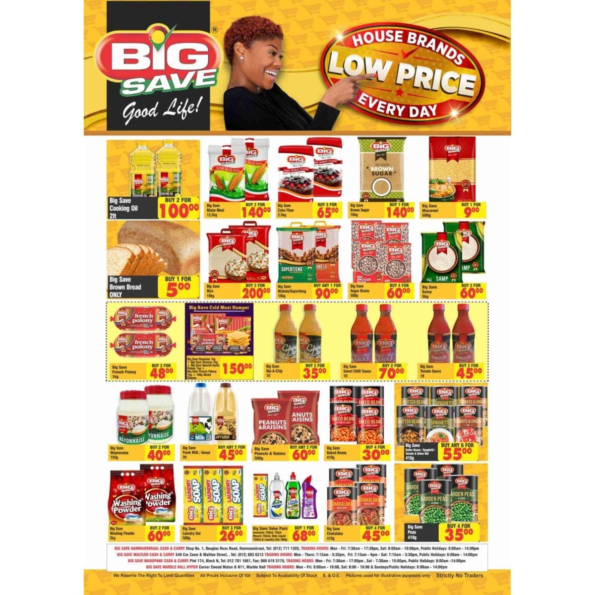 Visit your nearest Big Save Stores. 
Promotion valid till the 30 October 2021. 

* We apologize for the error on the following product*

👉Spekko rice 10kg which was supposed to be Spekko rice 2kg for R24.99. 

*Excluding Big Save Tshwane Market  and Big Save Evaton *

#PROMO