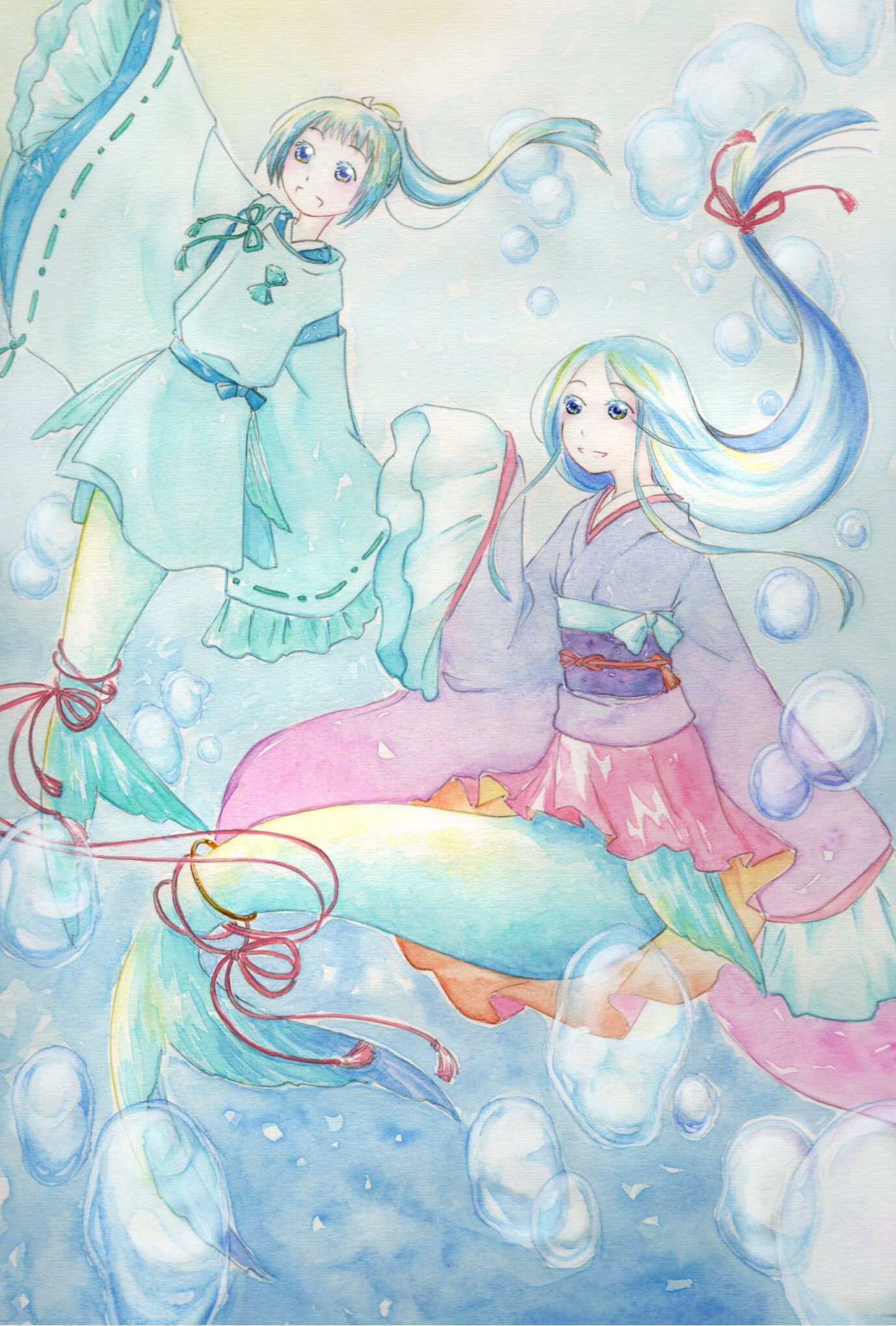 和土 遼 1 29春夏秋冬ミニ原画展 貴方の描く和風イラストを見せてください 見てー うさぎだけじゃなく和風女の子描くのも大好きなんです うさぎのほうがいいって言われても描くのはやめられない イラスト 創作の狼煙 透明水彩 イラスト好きな人