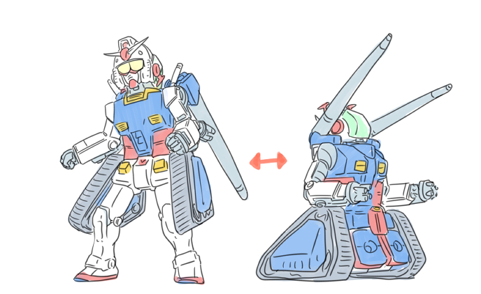 RX-78-2(ガンダム) 「リバーシブルガンダム描きました 」|にーやんのイラスト