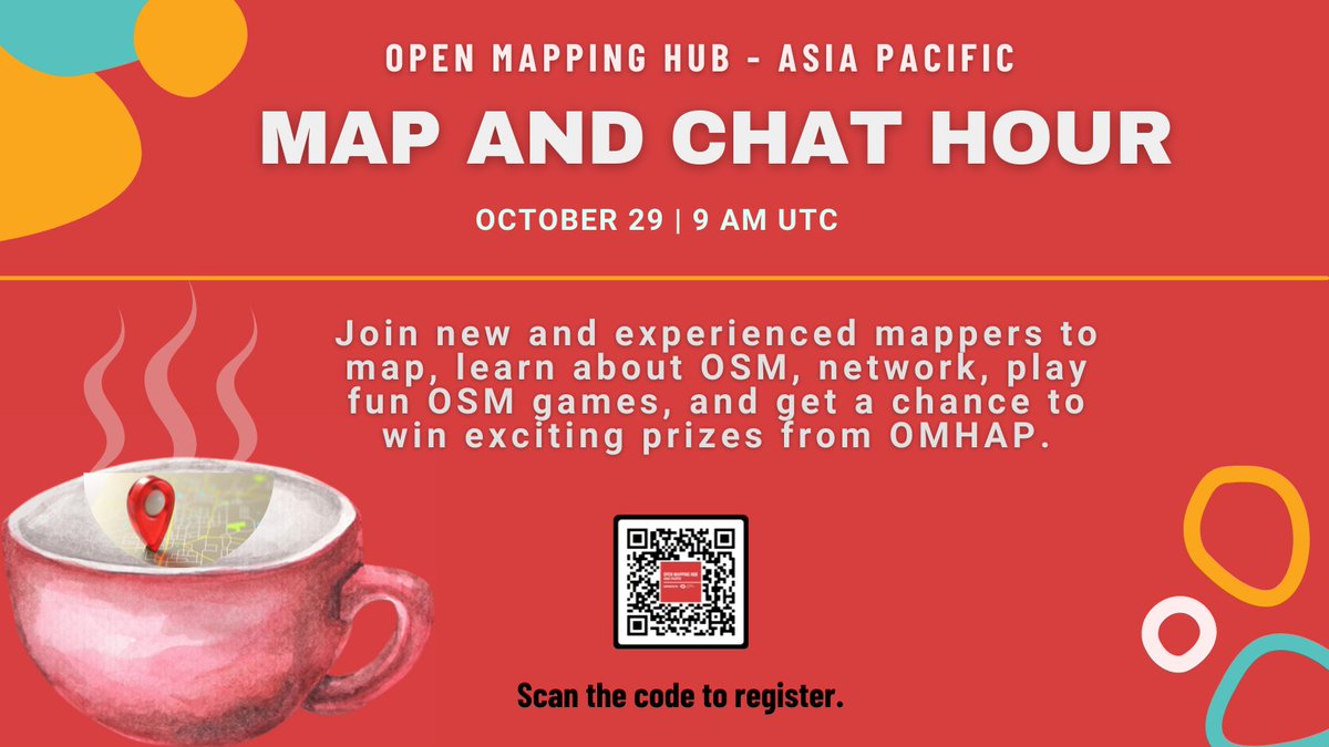openmapping_ap's tweet photo. We are back with our monthly Map &amp; Chat hour session! Join us on October 29, 9 AM UTC to get mapping &amp; chatting with fellow mappers!

#MapAndChat #OSM #event  #gischat https://t.co/DsxhPxNkGT
