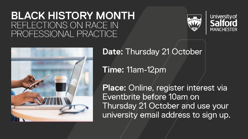 UoS_Students's tweet photo. Join in the conversation about some of the barriers that minority groups can face when accessing mental health services this #BlackHistoryMonth with us, @GMMH_NHS and @OfficialUoM 🙌

You can register via Eventbrite here: https://t.co/UehBDf7Yrw https://t.co/9JbQ1WvX11
