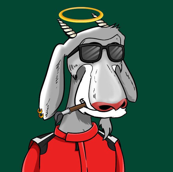 I bought another Racing car driver #goatz 😊 Mainly as I know <a href="/3d_printerman/">Your NFT 3D color printed?</a> will like the challenge of a floating halo and gold earrings 😂🐐🐐 - #crazycrypto #LFGoatz