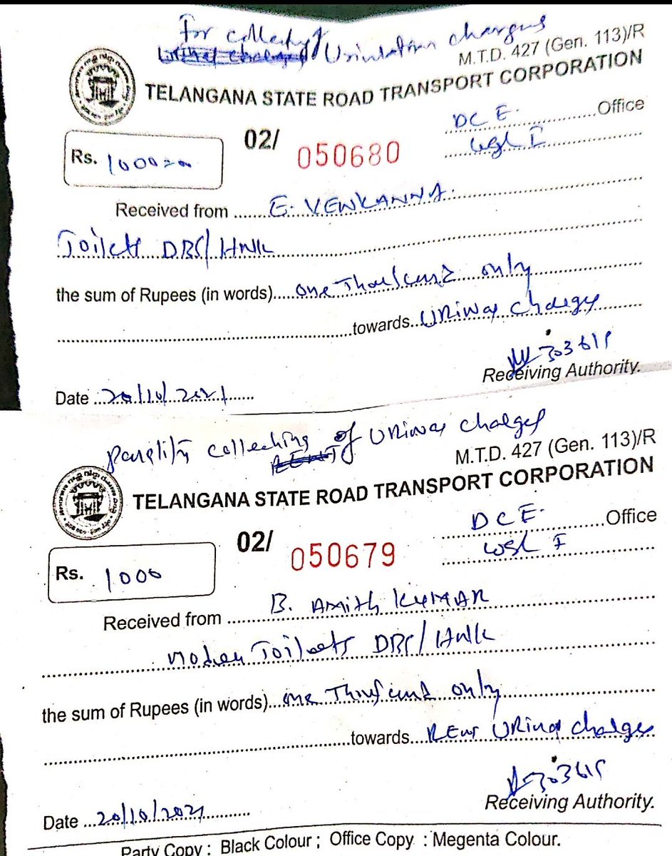 dmwl1tsrtc's tweet image. Imposed penalties on collecting charges for urination at toilets District Bus station Hanumakonda. Passengers are requested not to pay and inform to the Station Manager at Bus station .@tsrtcmdoffice @dvmwlurban @ManagerWarangal