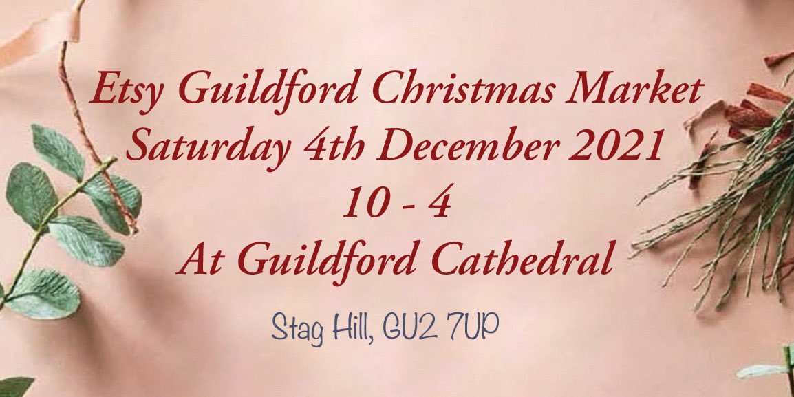 EtsyGuildford's tweet photo. Save the date!
Etsy Guildford Christmas Market
Saturday 4th December 2021
Over 50 stalls of Christmas gifts and crafts by local artisans and makers. 
#Guildford #etsygifts #christmasmarket #surreybusinesses #localartisans #Christmasgifts #handmadegifts #shoplocal #supportlocal https://t.co/IZtmlqURkz