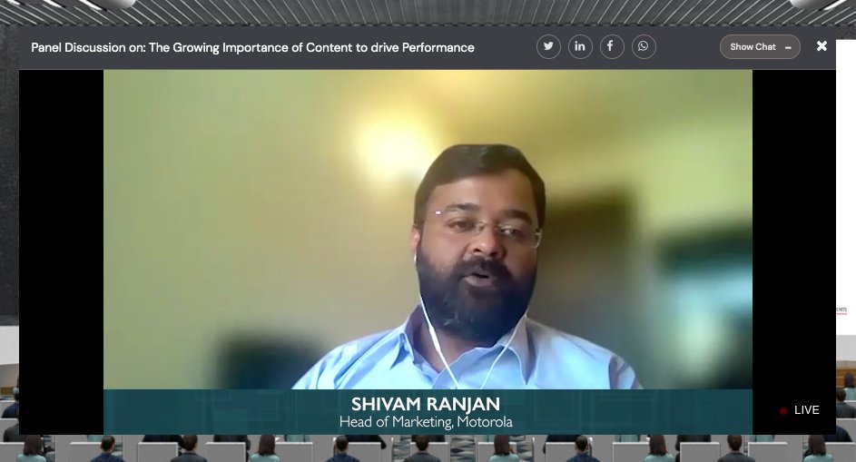 Live Now: #ETPerformanceMarketing 
“The importance of content has grown because obviously, there has been a rapid increase in the number of brands or participation for the consumer mindshare, in the digital ecosystem”: <a href="/shivamranjan/">Shivam Ranjan</a>, <a href="/motorolaindia/">Motorola India</a> 

Join: bit.ly/3tZE0Jq