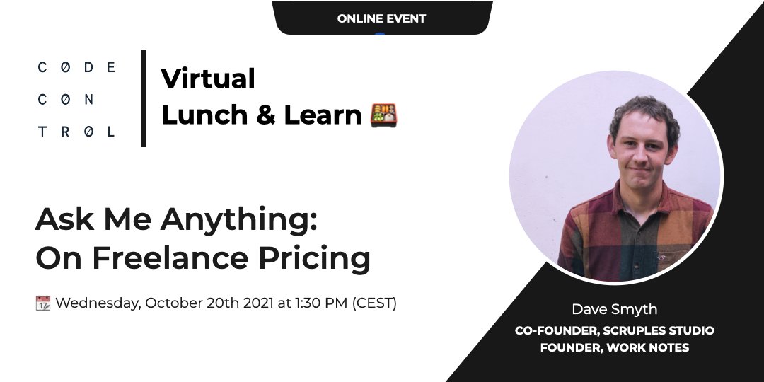 European Freelancers Movement (@freelancerseu) on Twitter photo Cut your pricing research down by half!
Join #EFweek virtual lunch and learn all about pricing as a freelancer, Oct 20 at 1:30 PM (CEST).
Be sure to sign up for this interesting session with #DaveSmith from <a href="/CodeControl_/">CodeControl</a> .
freelancersweek.org/events/ask-me-…
#EFWeek2021 #freelancers Cut your pricing research down by half!
Join #EFweek virtual lunch and learn all about pricing as a freelancer, Oct 20 at 1:30 PM (CEST).
Be sure to sign up for this interesting session with #DaveSmith from <a href="/CodeControl_/">CodeControl</a> .
freelancersweek.org/events/ask-me-…
#EFWeek2021 #freelancers