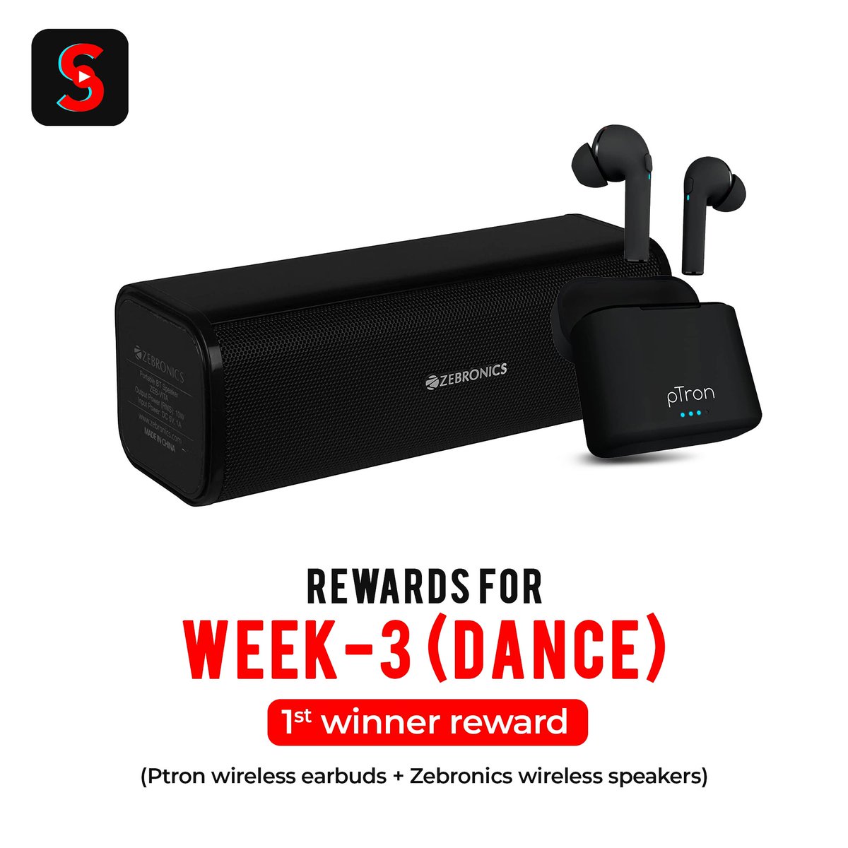 SkillTopp's tweet photo. 🌟WEEK 3 REWARD ALERT FOR (1st WINNER)🌟
Category ~ Dance 
Reward ~ Ptron wireless earbuds + Zebronics wireless speakers
We are inviting the dance category Skill-Superheroes to the biggest Skill-Rewarding event, SkillFest.
#seekhosikhaokamao #skillfest #shortvideos #art https://t.co/sB6TxaJoeP