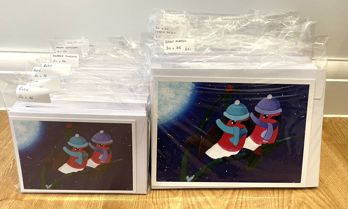 DaisyPalmerTrus's tweet photo. Lots of lovely Robins all ready to fly off to their new homes…. 

Daisy’s 2021 Christmas Cards are now ready to order. Please let us know if you’d like some. 

#christmascards
#christmas
#christmasrobin
#robinsappearwhenlovedonesarenear https://t.co/sNVM1gcB9g